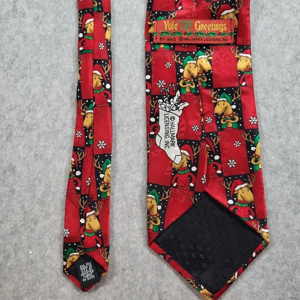 Vtg‎ Hallmark Reindeer Red Mens Neck Tie Approx 57